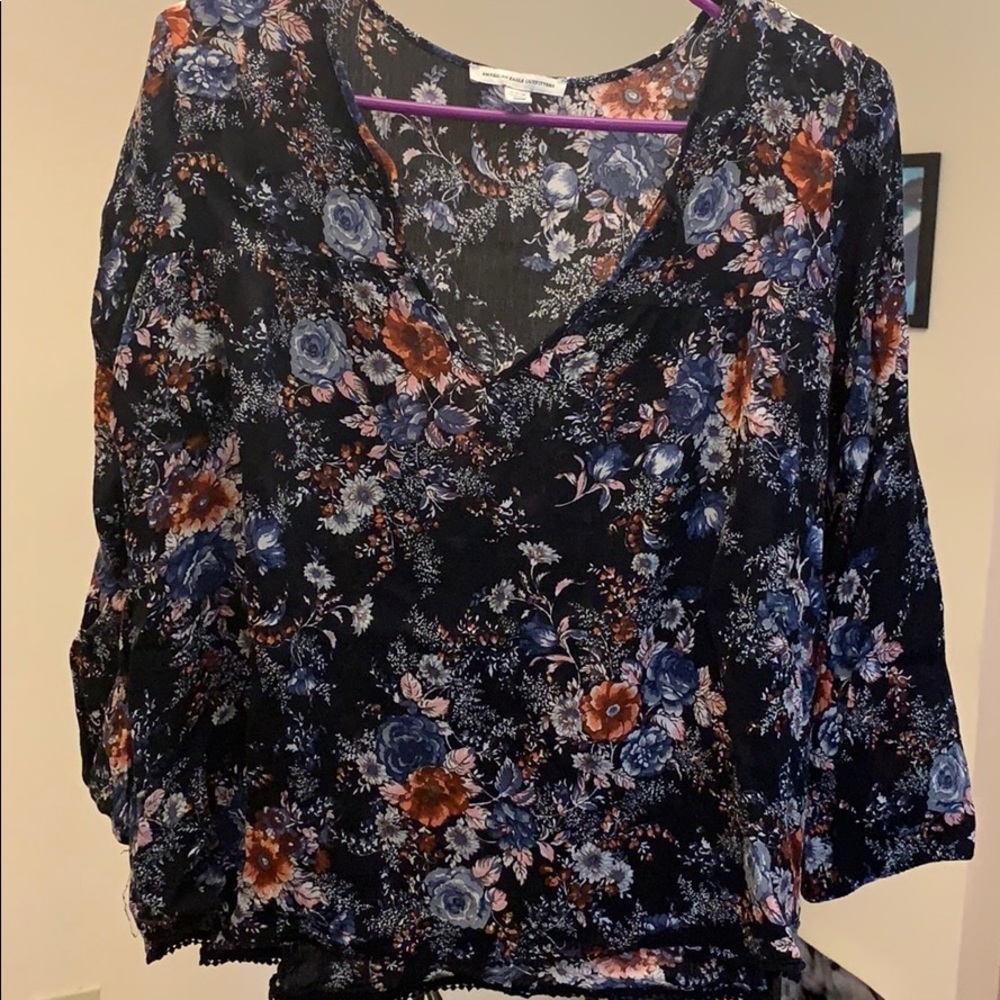 AE babydoll 3/4 sleeve, cropped top